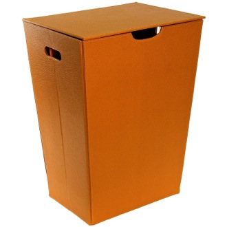 Laundry Basket Rectangular Laundry Basket Made From Faux Leather in Orange Finish Gedy AC38-67